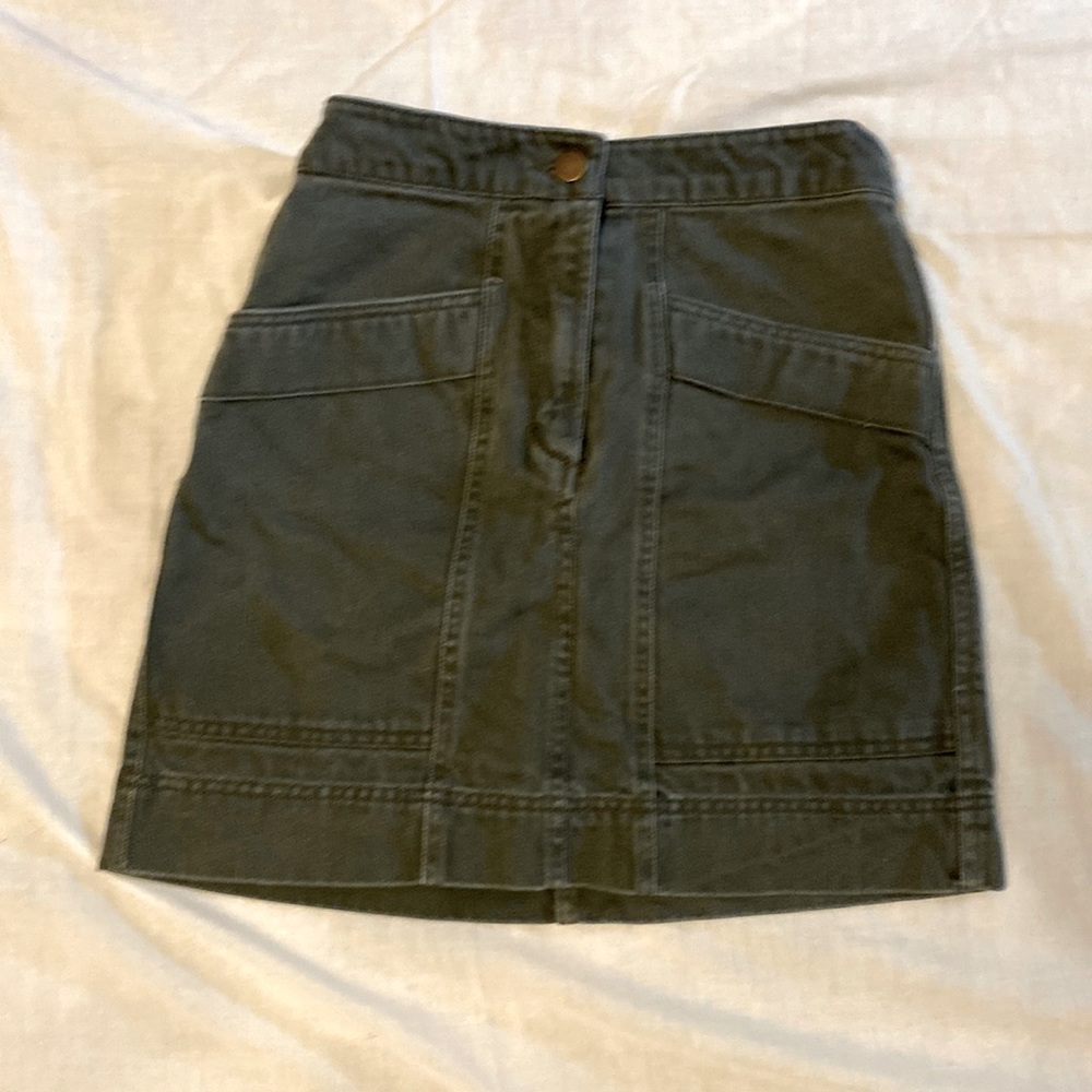 olive green denim mini skirt
